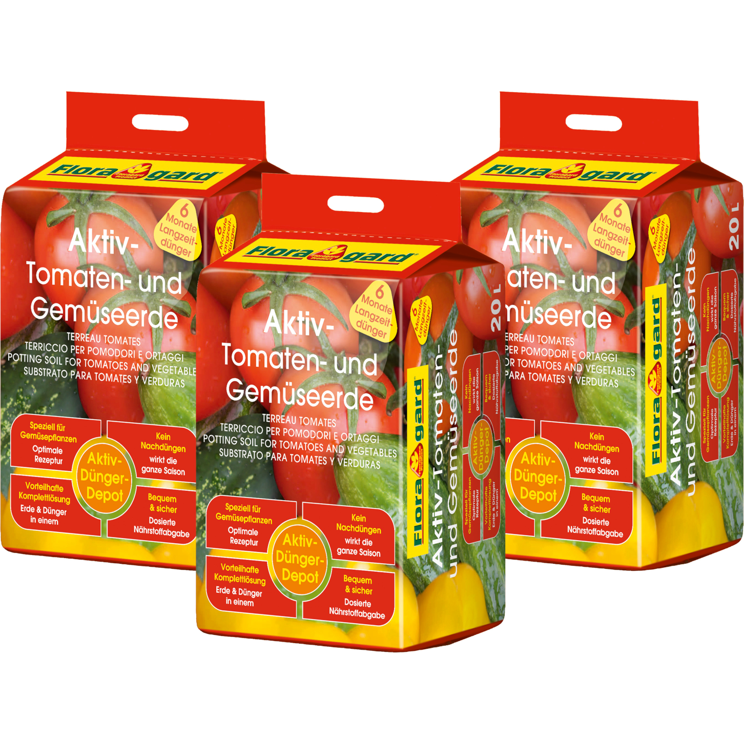 Floragard Aktiv Tomaten- und Gemüseerde 3x20 L von Floragard