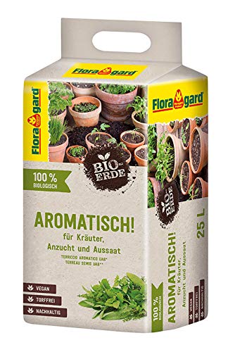 Floragard Bio-Erde Aromatisch 1x25 Liter - für Anzucht und Aussaat sowie für Kräuter - torffrei und vegan von Floragard
