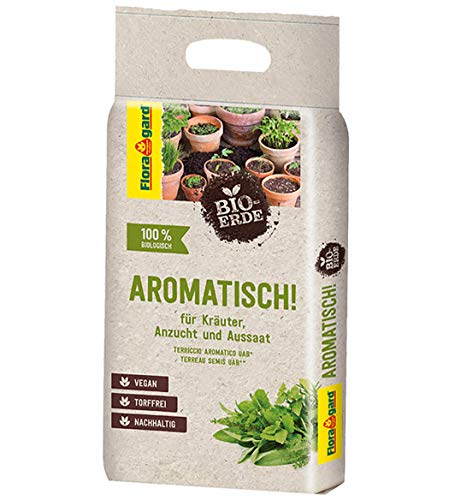 Floragard Bio-Erde Aromatisch 1x3 Liter - für Anzucht und Aussaat sowie für Kräuter - torffrei und vegan von Floragard