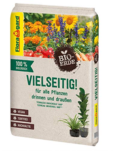 Floragard Bio-Erde Vielseitig 1x10 Liter - Universalerde für alle Pflanzen drinnen und draußen - torffrei und vegan von Floragard
