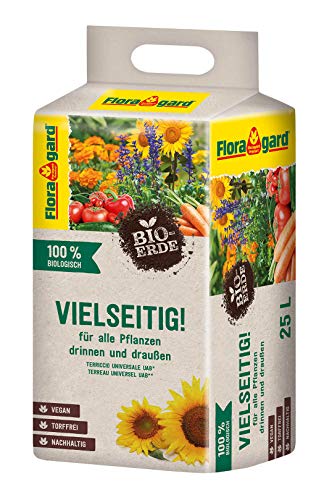 Floragard Bio-Erde Vielseitig 1x25 Liter - Universalerde für alle Pflanzen drinnen und draußen - torffrei und vegan von Floragard