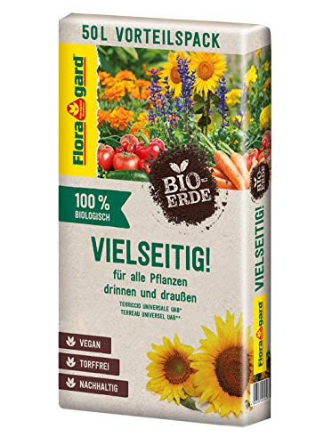 Floragard Bio-Erde Vielseitig 1x50 Liter - Universalerde für alle Pflanzen drinnen und draußen - torffrei und vegan von Floragard