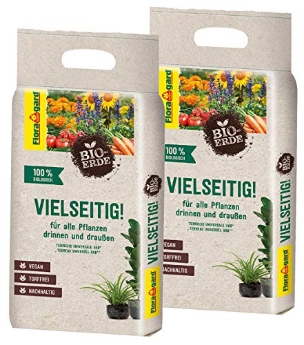 Floragard Bio-Erde Vielseitig 2x3 Liter - Universalerde für alle Pflanzen drinnen und draußen - torffrei und vegan von Floragard