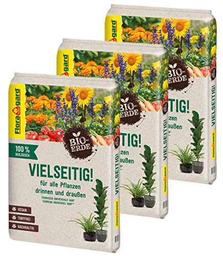 Floragard Bio-Erde Vielseitig 3x10 Liter - Universalerde für alle Pflanzen drinnen und draußen - torffrei und vegan von Floragard