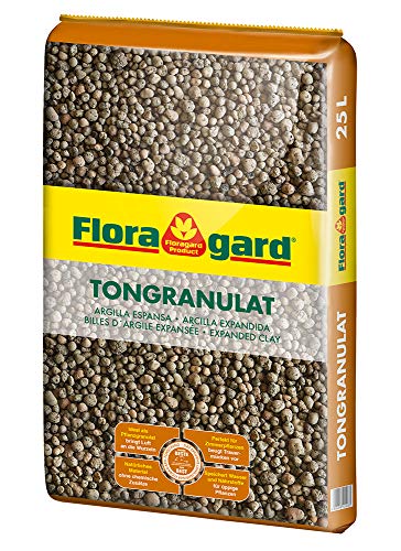 Floragard Blähton Tongranulat zur Drainage 25 L • Hydrokultursubstrat • für Pflanzkästen, Kübel oder Töpfe • Drainagematerial von Floragard