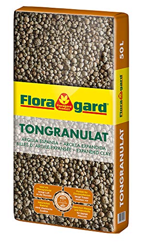 Floragard Blähton Tongranulat zur Drainage - Hydrokultursubstrat - für Pflanzkästen, Kübel oder Töpfe - 50 L, 001-KAR-0050L, Single von Floragard