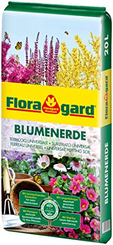Floragard Blumenerde 1x20 L - Universalerde für Zimmer-, Balkon- und Kübelpflanzen - mit Ton und Langzeitdünger - 20 Liter von Floragard