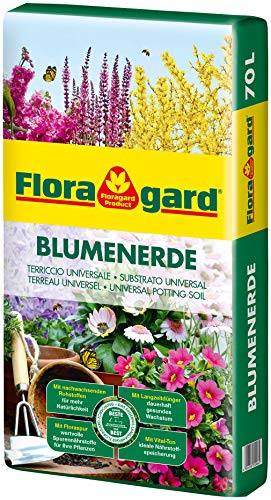 Floragard Blumenerde 70 Liter - Premium Universalerde mit Ton und Langzeitdünger - mit regionalen nachwachsenden Rohstoffen - für Zimmerpflanzen, Terrasse und Garten von Floragard