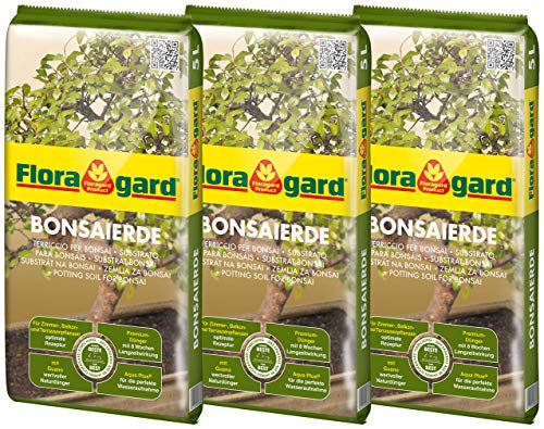 Floragard Bonsaierde 3x5L - Spezialerde für anspruchsvolle Bonsais - mit Tongranulat, Vital-Ton und dem Naturdünger Guano von Floragard
