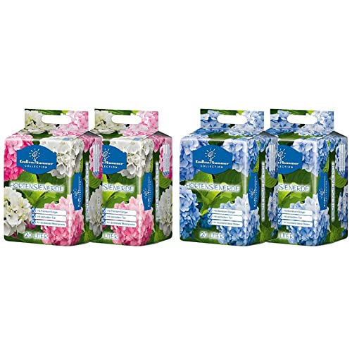 Floragard Endless Summer Hortensienerde rosa/weiß 2x20 L • 40 L & Endless Summer Hortensienerde blau 2x20 L • zum Pflanzen und Umtopfen • für Beet- und Kübelbepflanzung 40 L. von Floragard