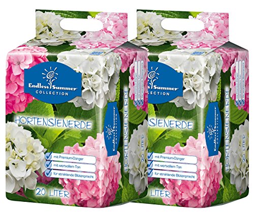 Floragard Endless Summer Hortensienerde rosa/weiß 2x20 L • zum Pflanzen und Umtopfen • für Beet- und Kübelbepflanzung • für weiße, rosa und pinke Hortensien • mit Tongranulat • 40 L von Floragard