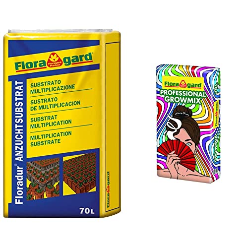 Floragard Grow Mix 1 Anzucht- und Aussaaterde mit Perlite 70 Liter & Professional Growmix 70 Liter – Topfsubstrat mit Perlite – mit Trichoderma für die natürliche Stärkung der Pflanze von Floragard