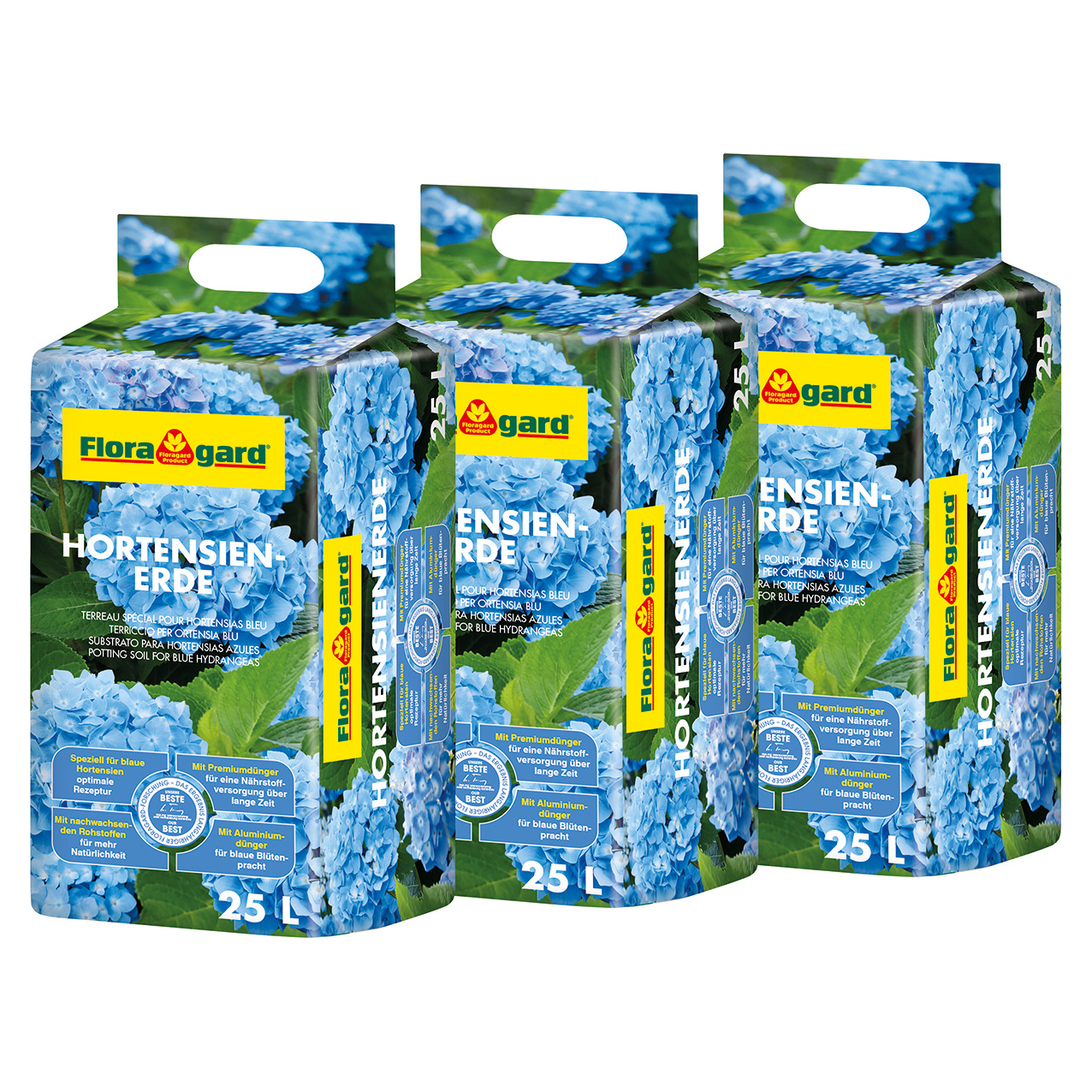 Floragard Hortensienerde f. blaue Hortensien 3x25 L von Floragard