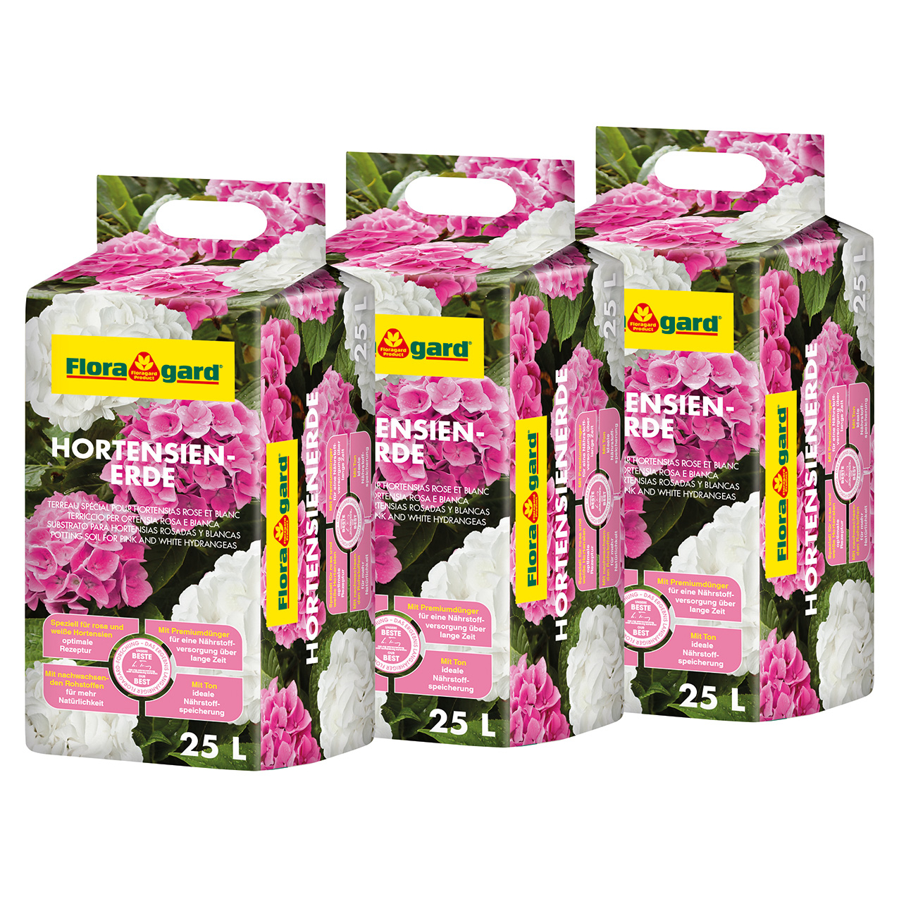 Floragard Hortensienerde f. rosa und weiße Hortensien 3x25 L von Floragard