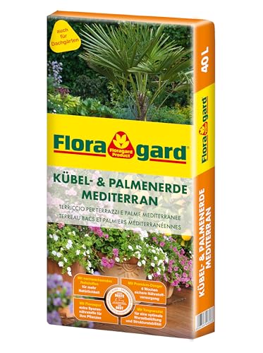 Floragard Kübelpflanzenerde mediterran 40 L - Spezialerde für große Kübel, Zitruspflanzen, Oleander, Oliven - auch für Dachgärten von Floragard