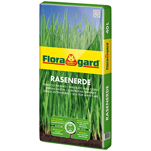 Floragard Rasenerde 40 L • hochwertige Spezialerde • zur Neuanlage, Pflege und Ausbesserung von Rasenflächen • mit dem Naturdünger Guano • mit Quarzsand von Floragard