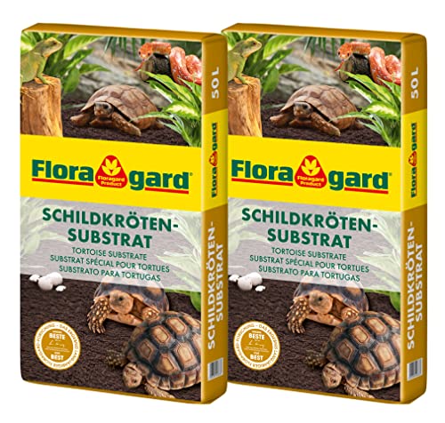 Floragard Schildkrötensubstrat 2x50l - natürliche Einstreu ohne Dünger - für Landschildkröten u. andere Reptilien - für Frühbeet, Überwinterung und für Terrarien - 100l von Floragard