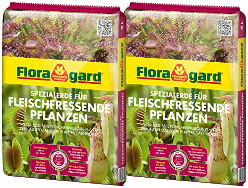 Floragard Spezialerde für fleischfressende Pflanzen 2x3L - Carnivorenerde - Spezialerde zum Topfen und Umtopfen - für Sonnentau, Venusfliegenfallen und andere anspruchsvolle fleischfressende Pflanzen von Floragard