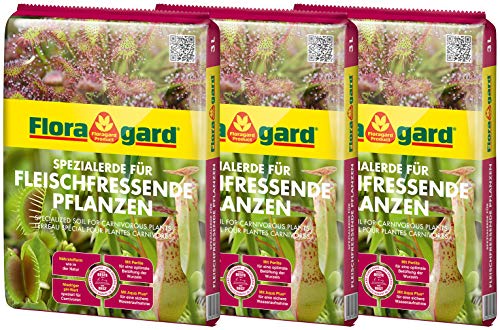 Floragard Spezialerde für fleischfressende Pflanzen 3x3L- Carnivorenerde - Spezialerde zum Topfen und Umtopfen - für Sonnentau, Venusfliegenfallen und andere anspruchsvolle fleischfressende Pflanzen von Floragard