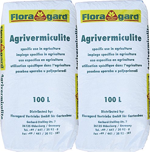 Floragard Vermiculite 2x100 L (2-3 mm) Brutsubstrat für Reptilien in Terrarien Abdeckmaterial im Kübel gegen Unkrautbefall und Verdunstung • 200 L, erdfarben, 115415 von Floragard