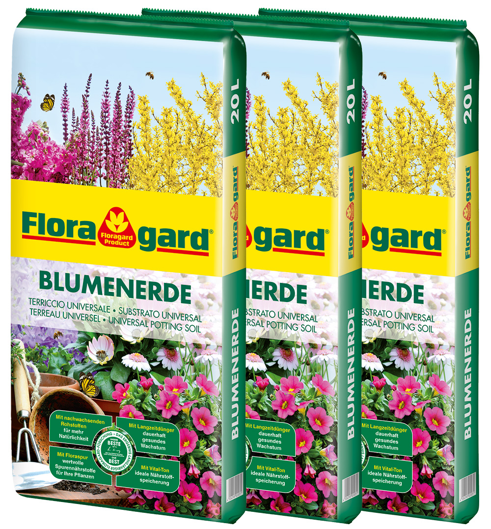 Floragard torfreduzierte Universalerde 3x20 Liter von Floragard