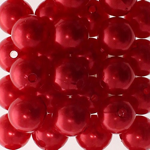 Floral-Direkt 115 Kunstperlen 10mm Perlen Wachsperlen Dekoperlen Bastelperlen Loch Kunststoff, Farbe:rot von Floral-Direkt