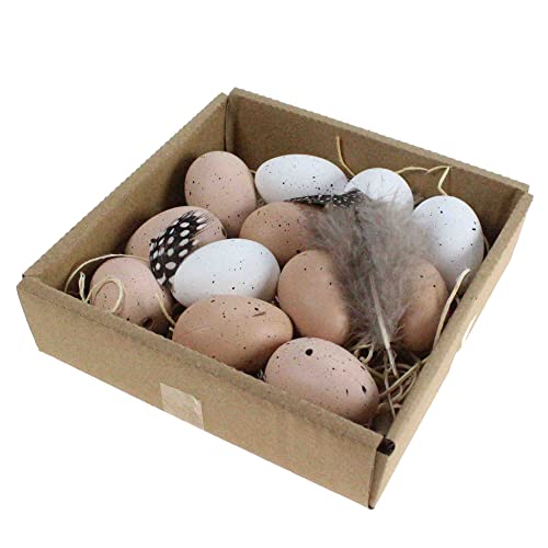 Floral-Direkt 12 Eier ca. 3,8cm künstlich weiß braun gesprenkelt Mix Hühnereier klein Kiebitz von Floral-Direkt