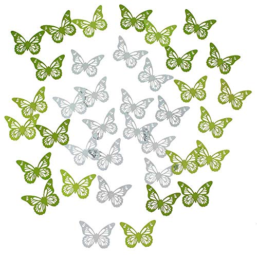 Floral-Direkt 36 Schmetterlinge Holz ca 5x3,5cm Streudeko Frühling Holzschmetterling Butterfly, Farbe:grün-Weiss von Floral-Direkt
