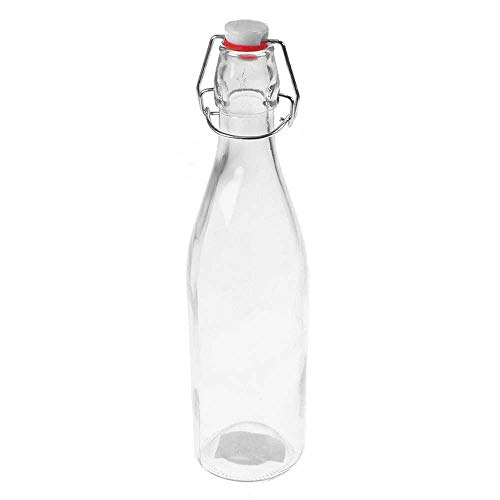 Floral-Direkt Bügelflasche 500ml H27cm Ø7cm Glas Flasche Dekoflasche Bügelverschluß Glasflasche von Floral-Direkt