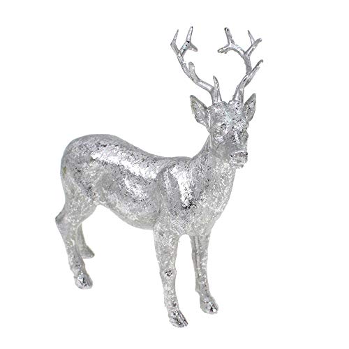 Floral-Direkt Hirsch Figur stehend Silber antik glänzend ca L15cm H16cm Weihnachten REH Wild von Floral-Direkt