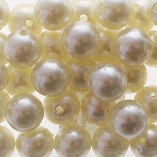 Floral-Direkt Kunstperlen Perlen 300g Wachsperle Kunststoffperlen mit 2mm Loch Großpack, Farbe:Champagner, Größe:20mm von Floral-Direkt