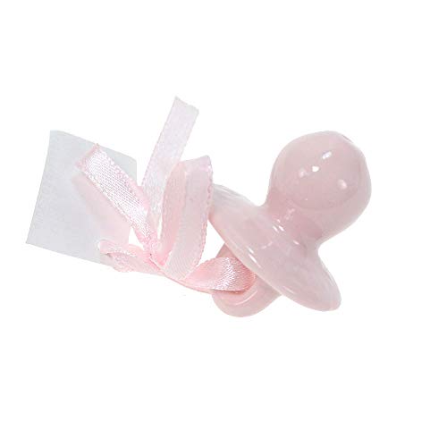 Floral-Direkt Schnuller Porzellan 4,3cm mit Schleife Dekoschnuller Taufe Geburt Tischdeko Baby, Farbe:rosa von Floral-Direkt
