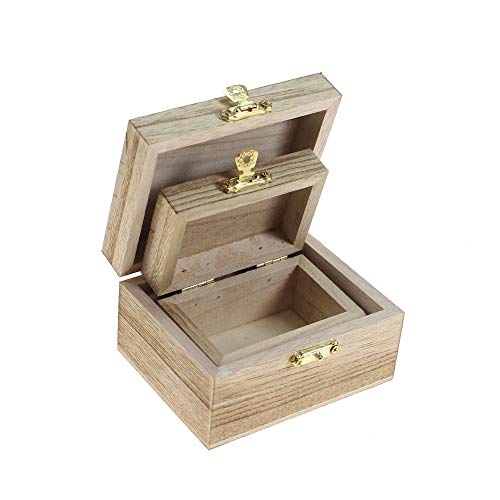 Floral-Direkt Set 2 x Holzbox Box Holz 10×8 + 8×5cm Schatulle Kiste Gastgeschenk Schatzkiste von Floral-Direkt