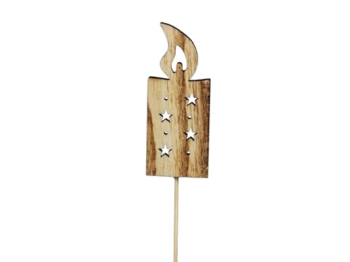 Stecker Holz Kerze H8cm L28cm Natur Holzkerze Flamme Deko Advent Weihnachten, Menge:24 St. von Floral-Direkt