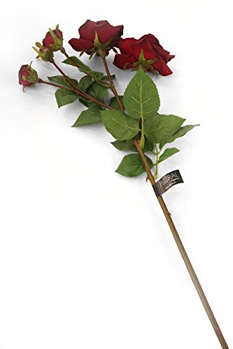 Floral Elegance Künstliche 87 cm Single Stiel Burgund Spray Roses X Luxuriöse 12 – künstliche Seide Blume Range von Floral Elegance (I-Fulfilment)