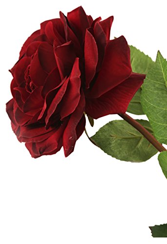 Floral Elegance Künstliche 92 cm Single Stiel Komplett geöffnet Burgund Roses X Luxuriöse 12 – künstliche Seide Blume Range von Floral Elegance (I-Fulfilment)
