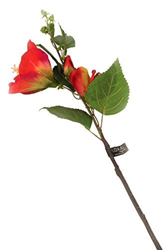 Floral Elegance Künstliche Hibiskusblüten, 92 cm, 1 Stiel, Rot, 12 Stück von Floral Elegance