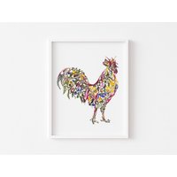 Hahn Wandbild, Gepresste Blume Hahn, Trockenblumen Vogel, Bauernhof Tier Dekor, Huhn Liebhaber Geschenk, Blumen Blumenbild Hahn Wandbild, Gepresste Blume Hahn, Trockenblumen Vogel, Bauernhof Tier Dekor, Huhn Liebhaber Geschenk, Blumen Blumenbild von FloralCollage
