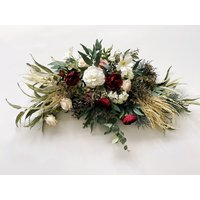 Rose & Pampa Grass Floral Swag, Herbsthochzeitsdekoration, Herbst Swag Haustür, Bauernhaus Dekor, Rustikale Wohnkultur, Kunstblumen von FloralDate