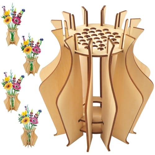 FloralGrace 1 Stück Holzvase für Lego Blumen, Blumenvase für Lego Blumenstrauß, Holzständer für Lego Rosen, Kirschblüten, Sonnenblumen, Tulpen, Narzissen, Lotus(Schrägmundvase) von FloralGrace
