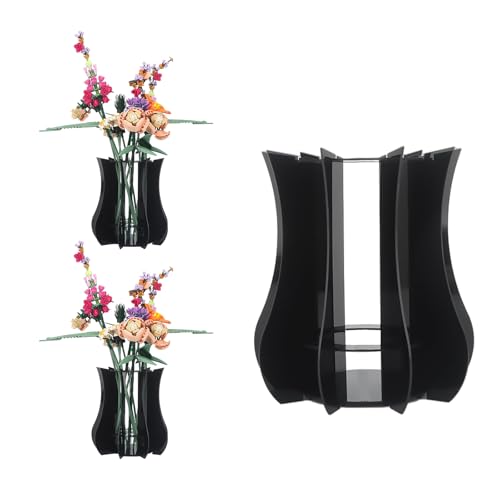 FloralGrace 1 Stück Puzzle Vase für Blumen Halter, Acrylic Vase Ausstellungsständer Geeignet für Botanical Collection, Orchidee Tulpen Bukett Bausatz Vase für Tische(Schwarz) von FloralGrace