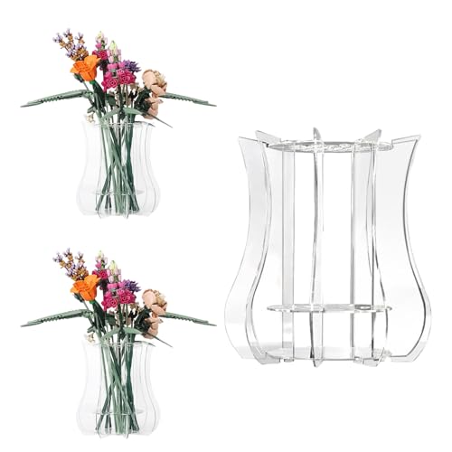 FloralGrace 1 Stück Puzzle Vase für Blumen Halter, Acrylic Vase Ausstellungsständer Geeignet für Botanical Collection, Orchidee Tulpen Bukett Bausatz Vase für Tische(Transparent) von FloralGrace