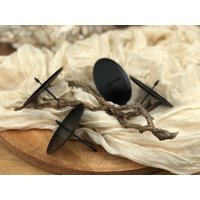 Kerzenhalter | Teller Schwarz Matt | 4 Stück Stumpenkerzenhalter Kerzen Adventskranz Weihnachten Kranz von FloralesAllerlei