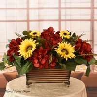 Seiden-Sonnenblume Und Hortensie Blumenmuster von FloralhomedecorShop