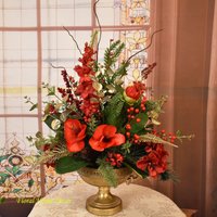 Weihnachts-Kunstseide-Blumengesteck Mit Roter Amaryllis von FloralhomedecorShop