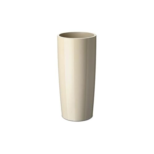 Floralo Teramo hoch Übertopf 25cm Durchmesser x 52cm hoch creme, hochglänzend, mit herausnehmbarem Topfeinsatz, altweiß von Floralo