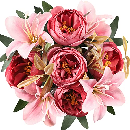 Floralsecret Artificial Silk Peony Flower Faux Lily Flowers Bouquet Home Wedding Table Decor von Floralsecret