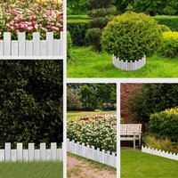 Beeteinfassung 200 x 20 cm Weiß Holz Rollzaun Holzzaun Rasenkante Palisade Beetumrandung von Floranica