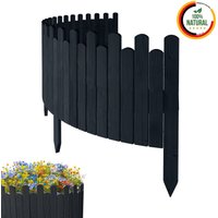 Beeteinfassung Rasenkante 200cm Flexibler Gartenzaun Rollzaun Palisade Höhe 30 cm, Anthracite von Floranica