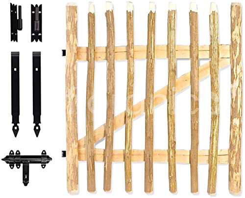 Floranica imprägniertes Gartentor Zauntor Statekenzaun 7 Größen Breite:100cm Lattenabstand 6-9 cm Haselnussholz Schlupftürelement Drehtür inklusive Zubehör Höhe: 100cm Breite: 100cm von Floranica